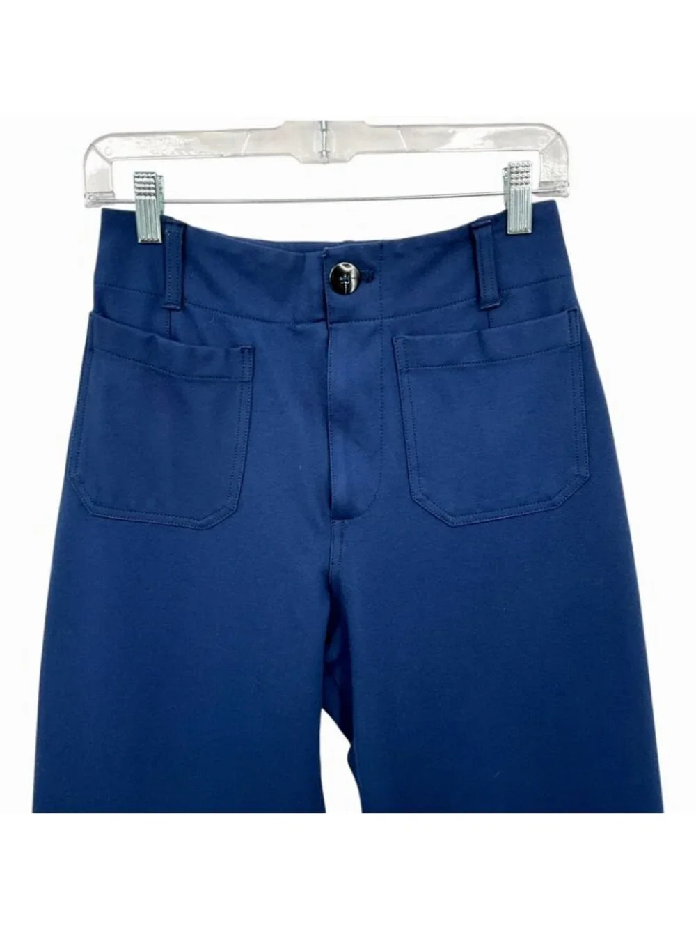 Maeve The Colette Pants Womens 27 Blue Cropped Wide Leg Ponte Stretch Trousers